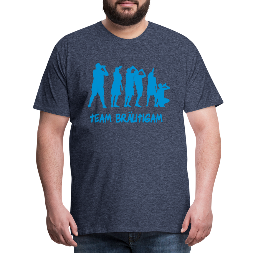 Männer Premium T-Shirt - Team Bräutigam - Blau meliert