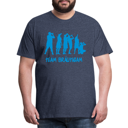 Männer Premium T-Shirt - Team Bräutigam - Blau meliert