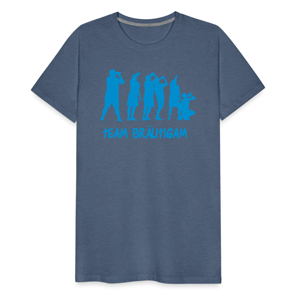 Männer Premium T-Shirt - Team Bräutigam - Blau meliert