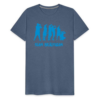 Männer Premium T-Shirt - Team Bräutigam - Blau meliert