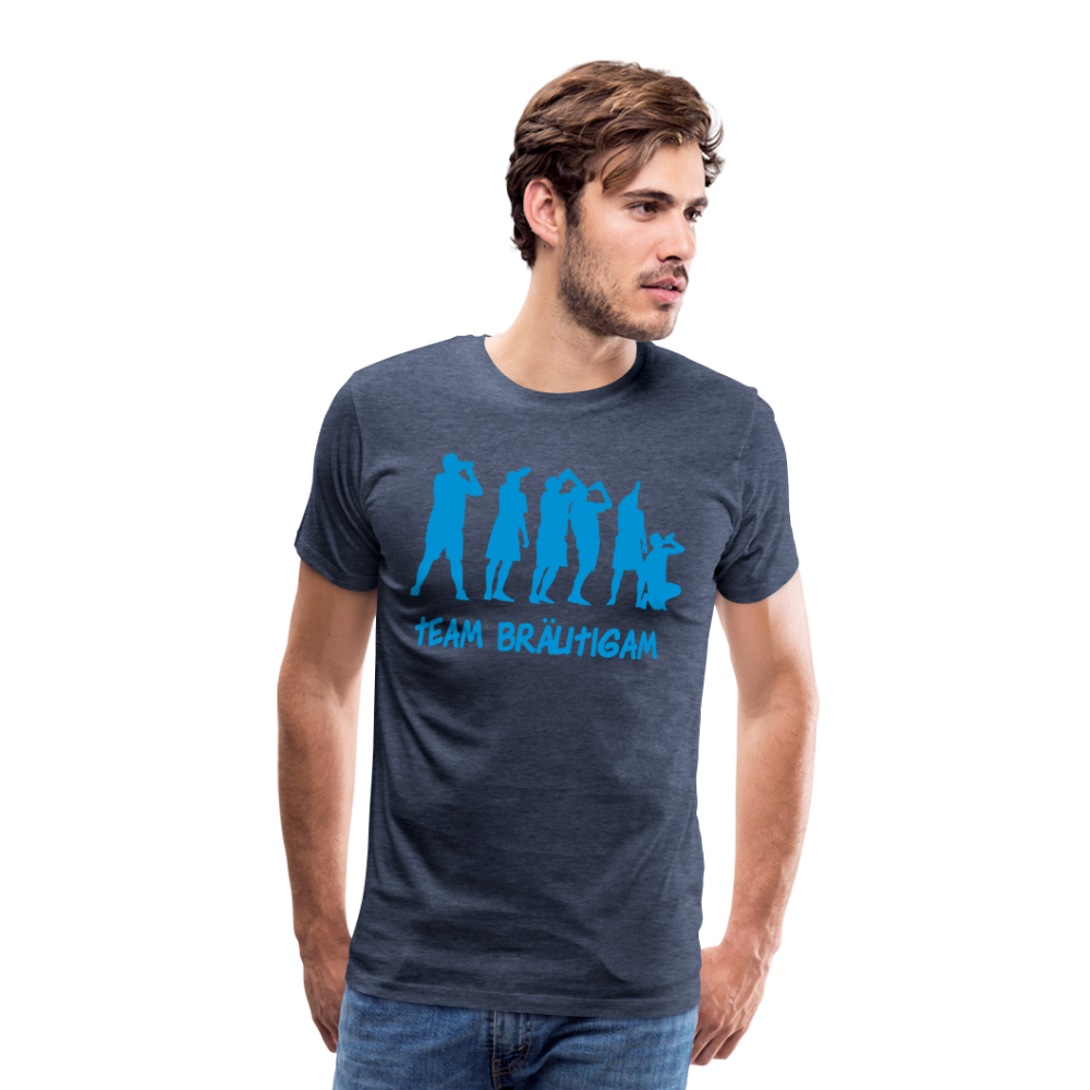 Männer Premium T-Shirt - Team Bräutigam - Blau meliert