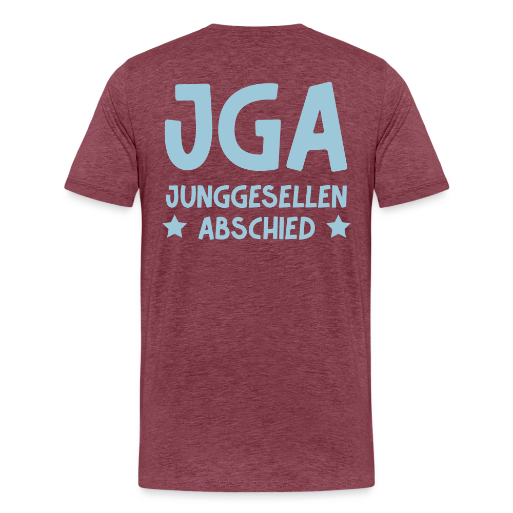 Männer Premium T-Shirt - JGA personalisierbar! - Bordeauxrot meliert