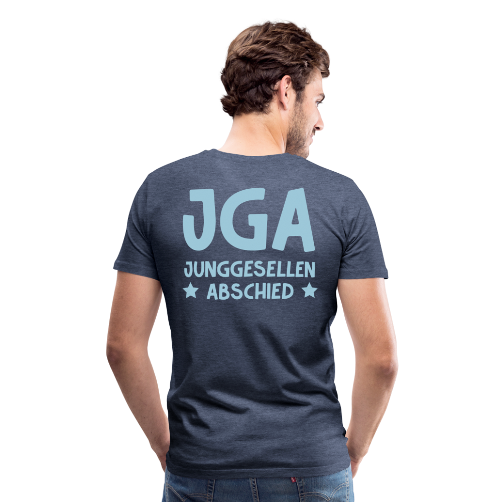 Männer Premium T-Shirt - JGA personalisierbar! - Blau meliert