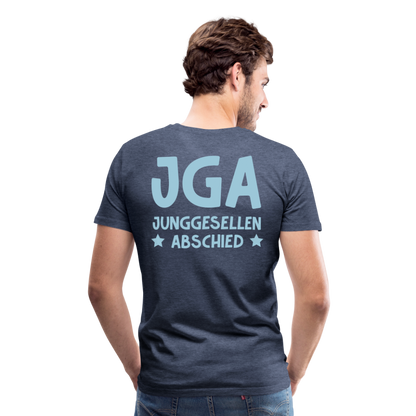 Männer Premium T-Shirt - JGA personalisierbar! - Blau meliert