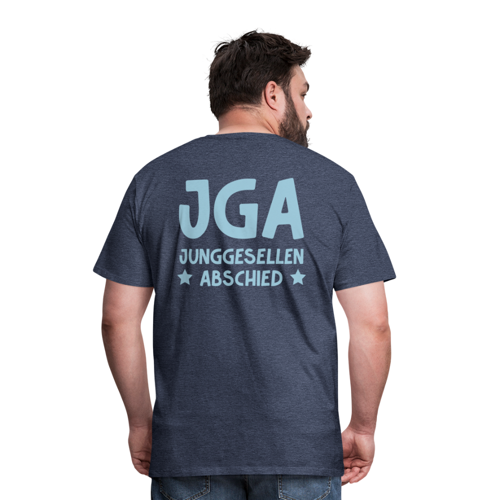 Männer Premium T-Shirt - JGA personalisierbar! - Blau meliert