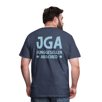 Männer Premium T-Shirt - JGA personalisierbar! - Blau meliert