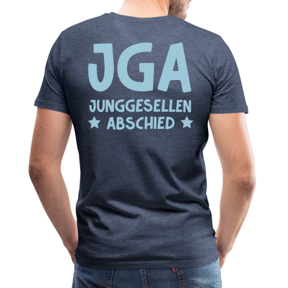 Männer Premium T-Shirt - JGA personalisierbar! - Blau meliert