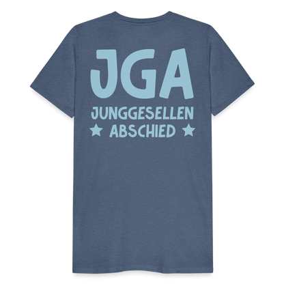 Männer Premium T-Shirt - JGA personalisierbar! - Blau meliert