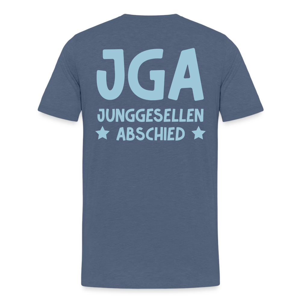 Männer Premium T-Shirt - JGA personalisierbar! - Blau meliert