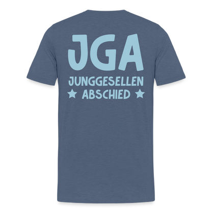 Männer Premium T-Shirt - JGA personalisierbar! - Blau meliert