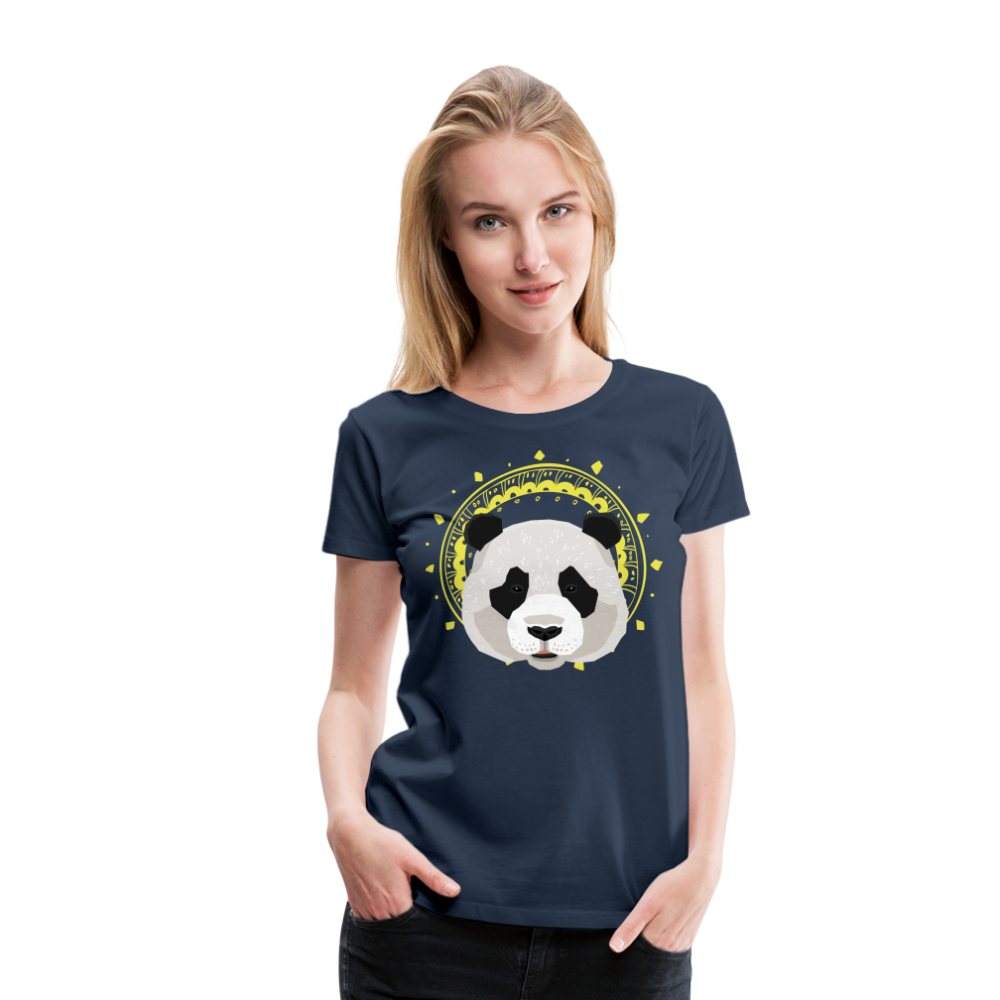 Frauen Premium T-Shirt - Panda - Navy