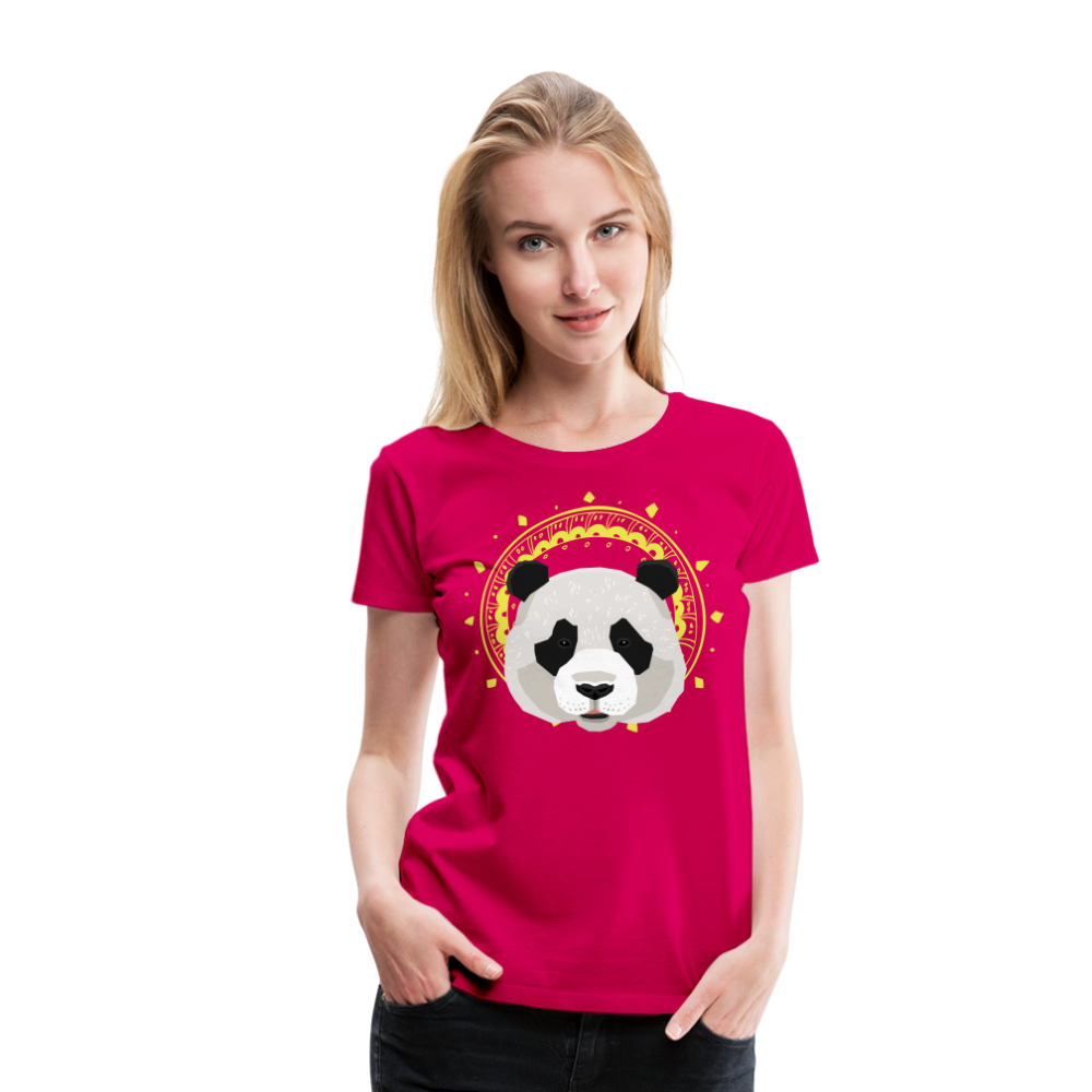 Frauen Premium T-Shirt - Panda - dunkles Pink