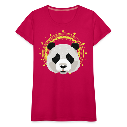 Frauen Premium T-Shirt - Panda - dunkles Pink