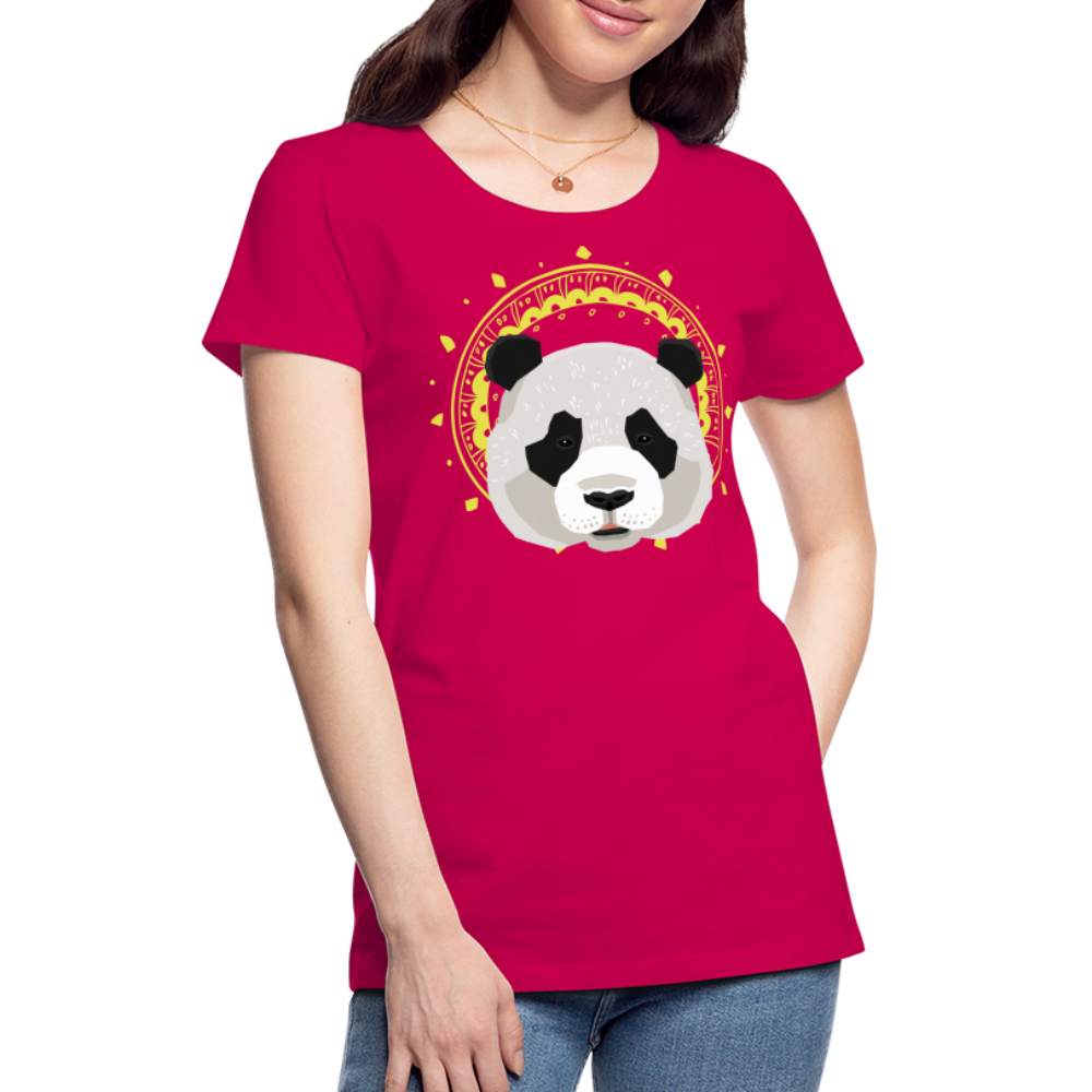 Frauen Premium T-Shirt - Panda - dunkles Pink