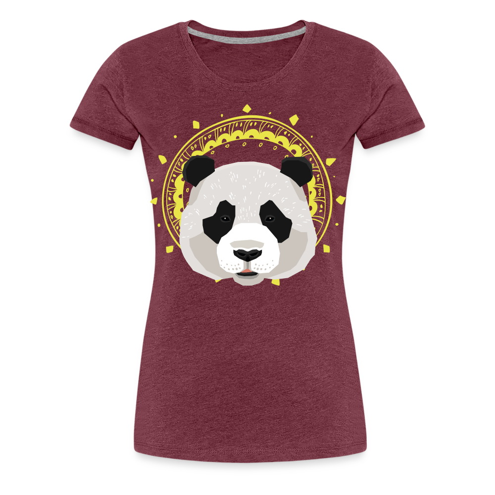 Frauen Premium T-Shirt - Panda - Bordeauxrot meliert