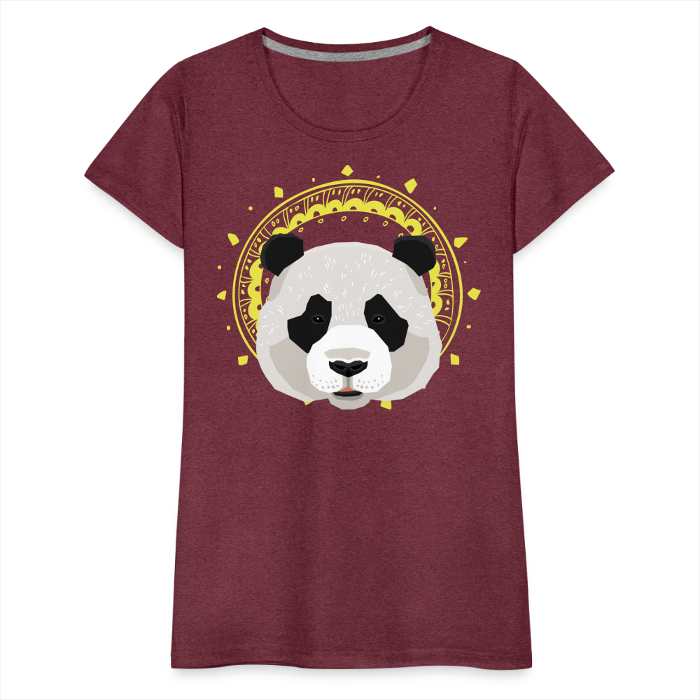 Frauen Premium T-Shirt - Panda - Bordeauxrot meliert