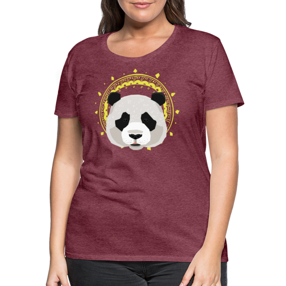 Frauen Premium T-Shirt - Panda - Bordeauxrot meliert