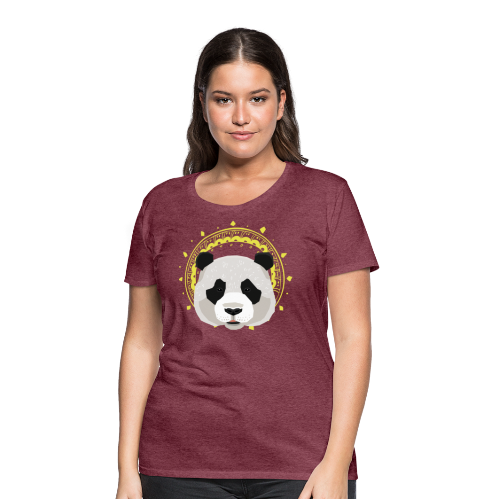 Frauen Premium T-Shirt - Panda - Bordeauxrot meliert