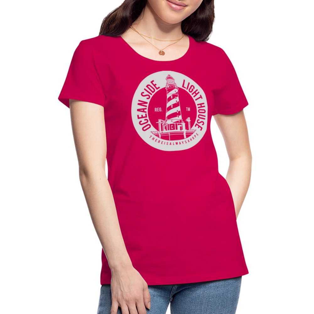 Frauen Premium T-Shirt - Ocean Side Lighthouse - dunkles Pink