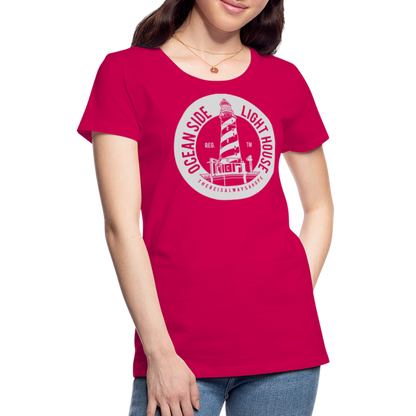 Frauen Premium T-Shirt - Ocean Side Lighthouse - dunkles Pink