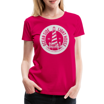 Frauen Premium T-Shirt - Ocean Side Lighthouse - dunkles Pink