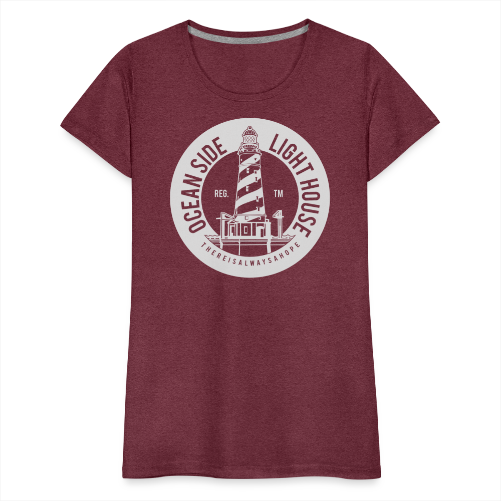 Frauen Premium T-Shirt - Ocean Side Lighthouse - Bordeauxrot meliert