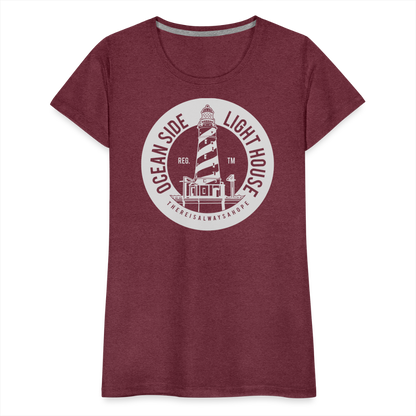 Frauen Premium T-Shirt - Ocean Side Lighthouse - Bordeauxrot meliert