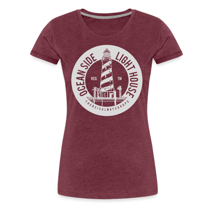 Frauen Premium T-Shirt - Ocean Side Lighthouse - Bordeauxrot meliert