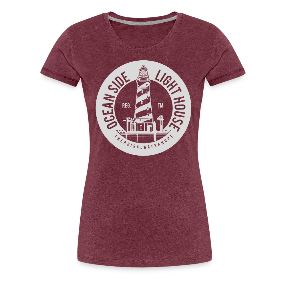 Frauen Premium T-Shirt - Ocean Side Lighthouse - Bordeauxrot meliert