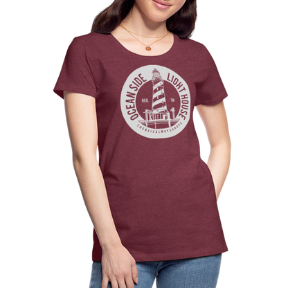 Frauen Premium T-Shirt - Ocean Side Lighthouse - Bordeauxrot meliert