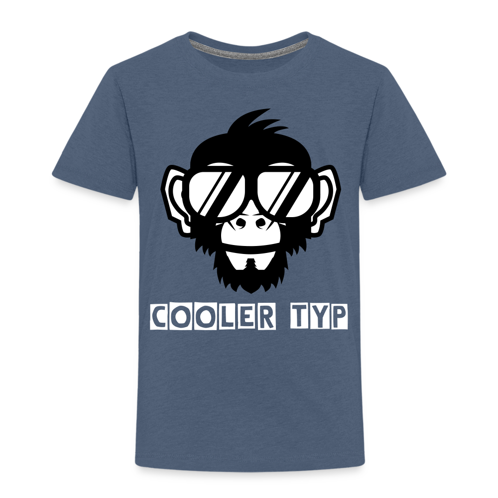 Kinder Premium T-Shirt - Cooler Typ Affen Design - Blau meliert