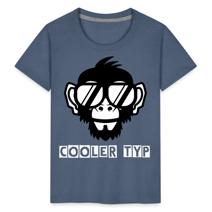 Kinder Premium T-Shirt - Cooler Typ Affen Design - Blau meliert