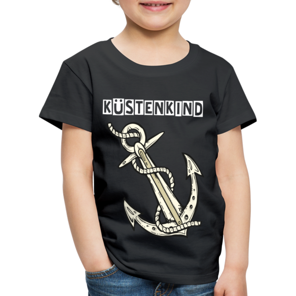 Kinder Premium T-Shirt - Anker Küstenkind Spruch maritim - Schwarz