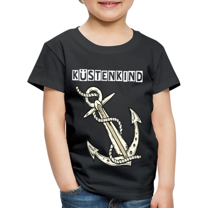 Kinder Premium T-Shirt - Anker Küstenkind Spruch maritim - Schwarz