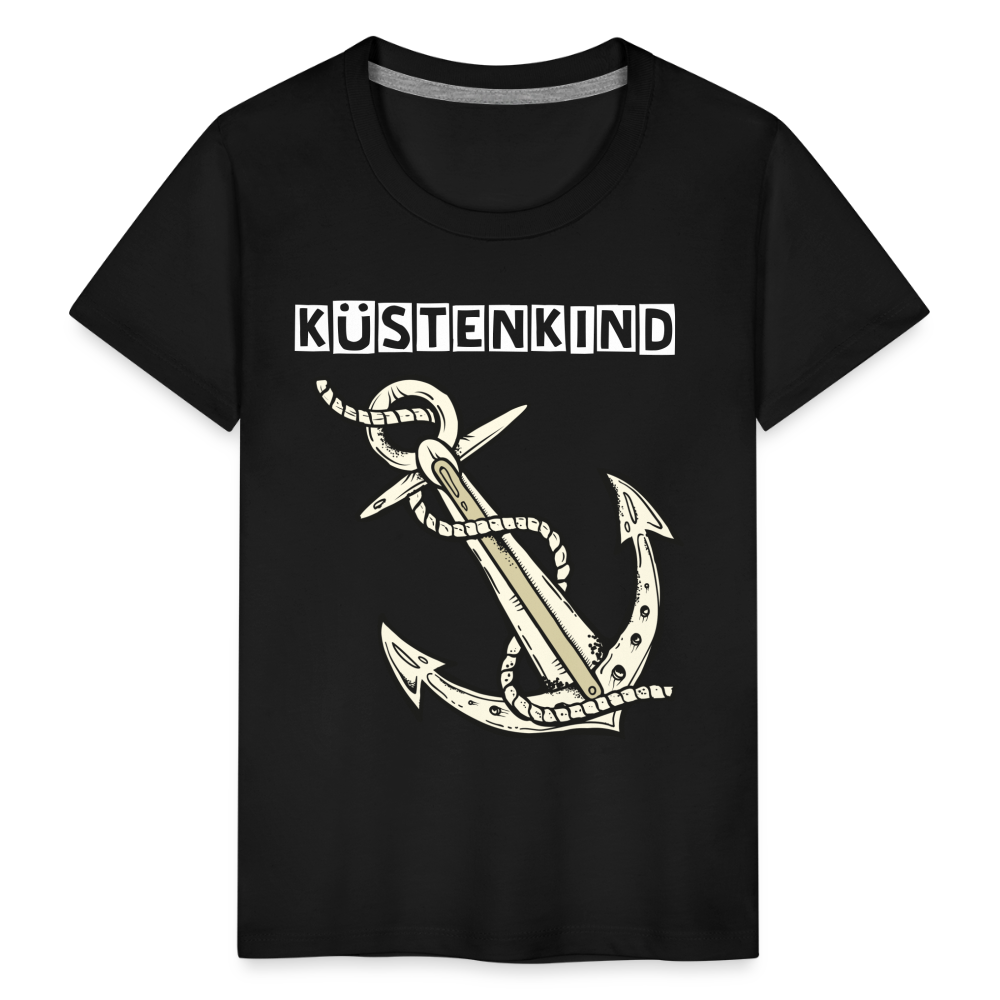 Kinder Premium T-Shirt - Anker Küstenkind Spruch maritim - Schwarz