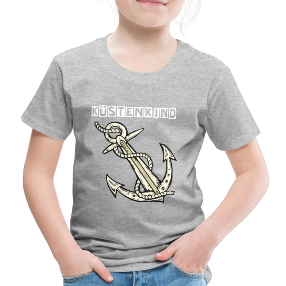 Kinder Premium T-Shirt - Anker Küstenkind Spruch maritim - Grau meliert