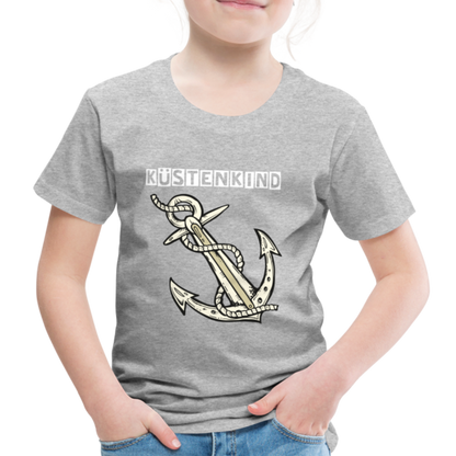 Kinder Premium T-Shirt - Anker Küstenkind Spruch maritim - Grau meliert