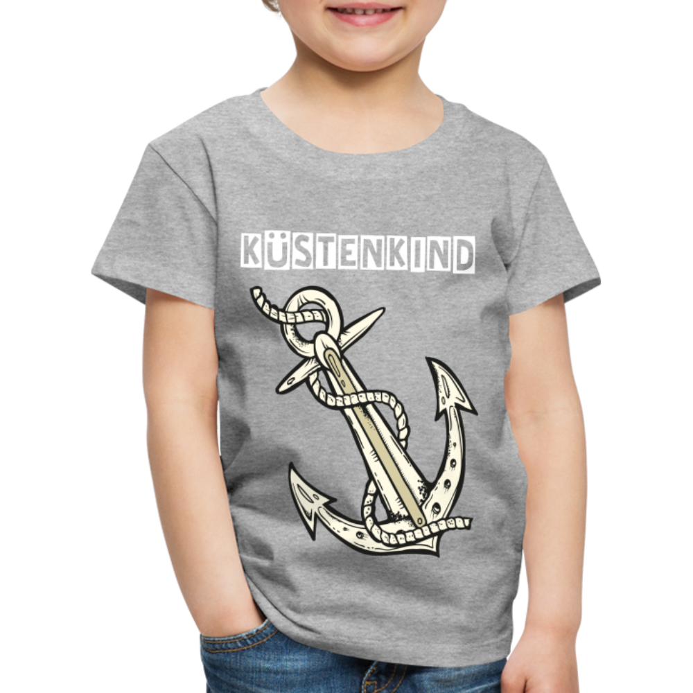 Kinder Premium T-Shirt - Anker Küstenkind Spruch maritim - Grau meliert