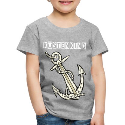 Kinder Premium T-Shirt - Anker Küstenkind Spruch maritim - Grau meliert