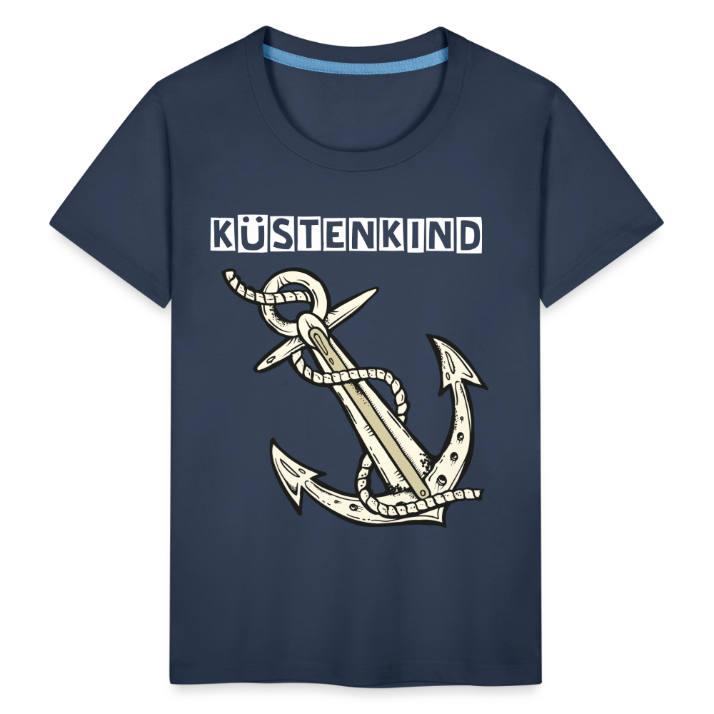 Kinder Premium T-Shirt - Anker Küstenkind Spruch maritim - Navy