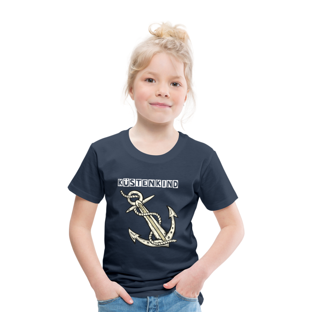 Kinder Premium T-Shirt - Anker Küstenkind Spruch maritim - Navy