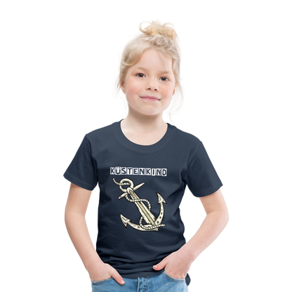 Kinder Premium T-Shirt - Anker Küstenkind Spruch maritim - Navy