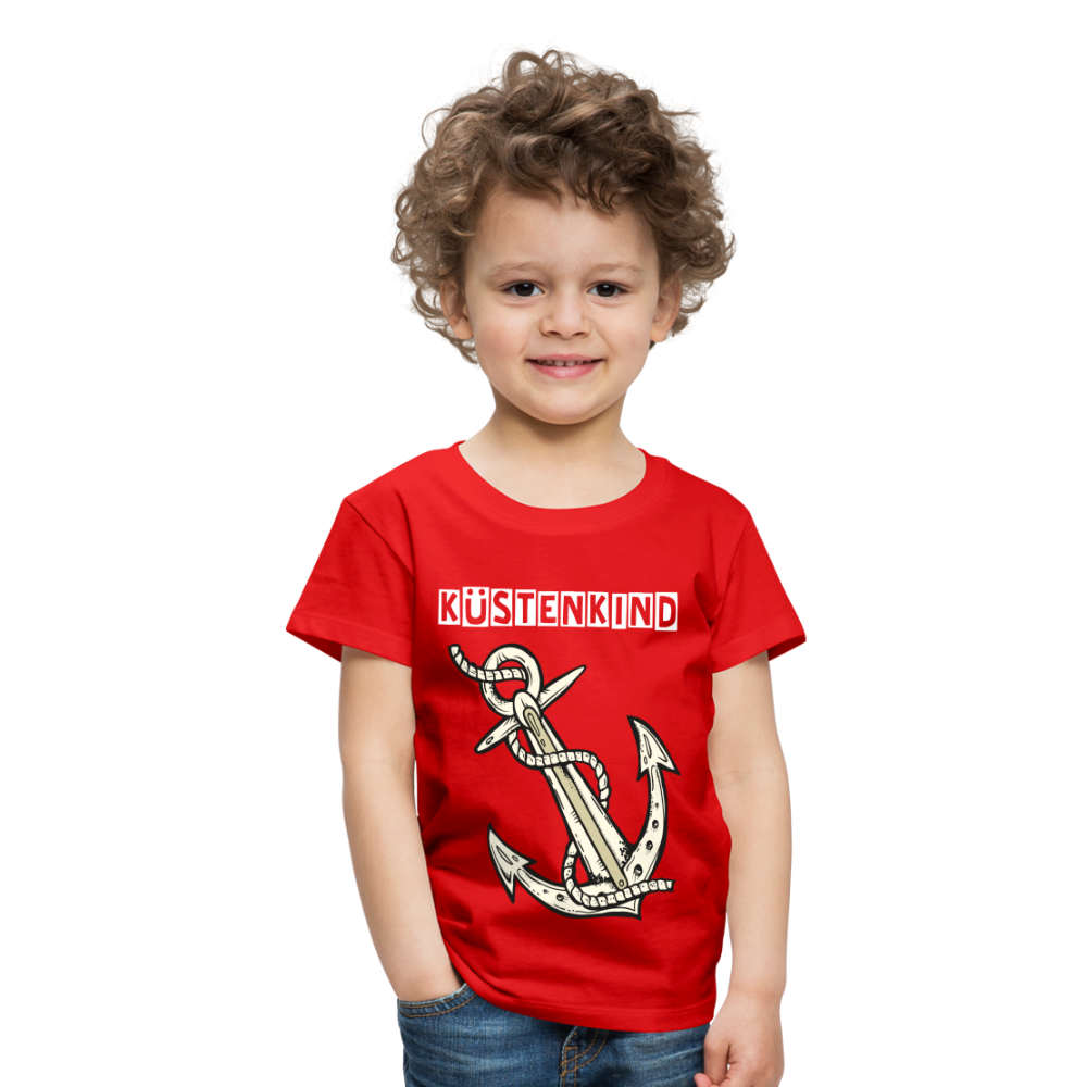 Kinder Premium T-Shirt - Anker Küstenkind Spruch maritim - Rot