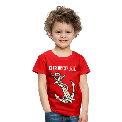 Kinder Premium T-Shirt - Anker Küstenkind Spruch maritim - Rot