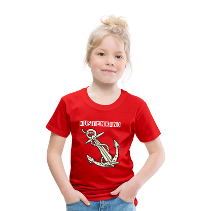 Kinder Premium T-Shirt - Anker Küstenkind Spruch maritim - Rot