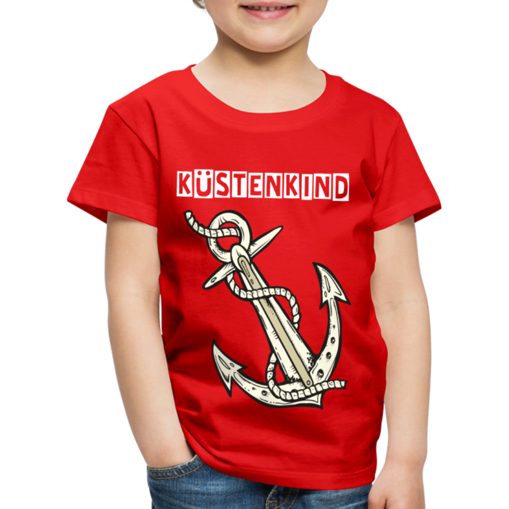 Kinder Premium T-Shirt - Anker Küstenkind Spruch maritim - Rot