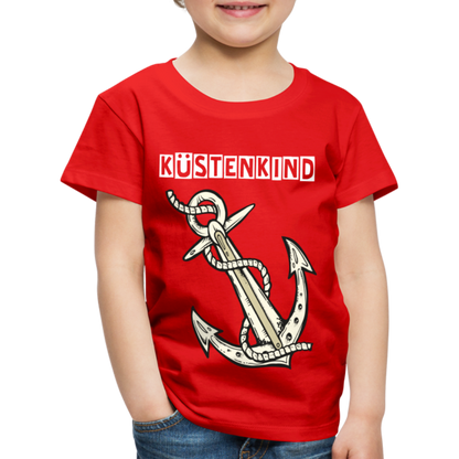 Kinder Premium T-Shirt - Anker Küstenkind Spruch maritim - Rot