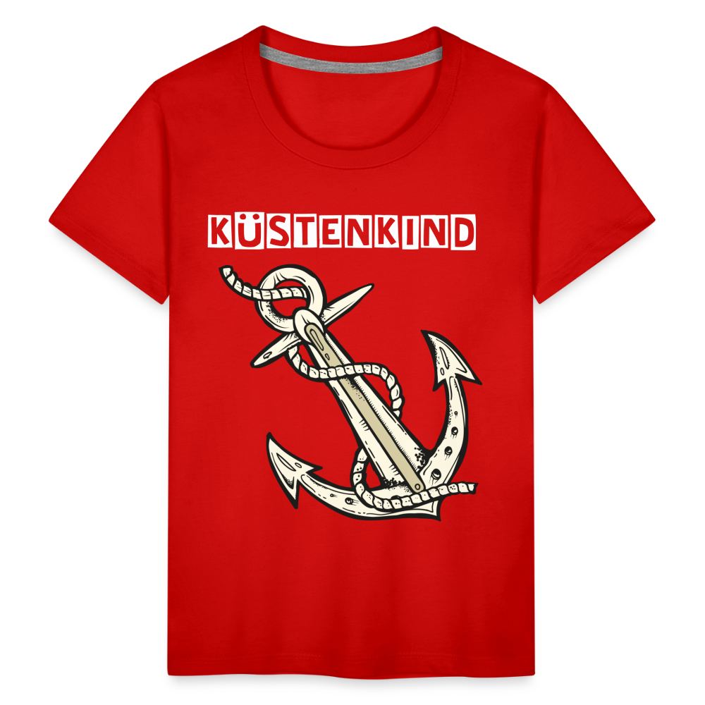 Kinder Premium T-Shirt - Anker Küstenkind Spruch maritim - Rot