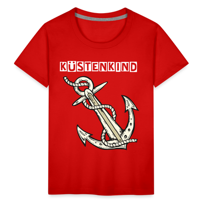 Kinder Premium T-Shirt - Anker Küstenkind Spruch maritim - Rot