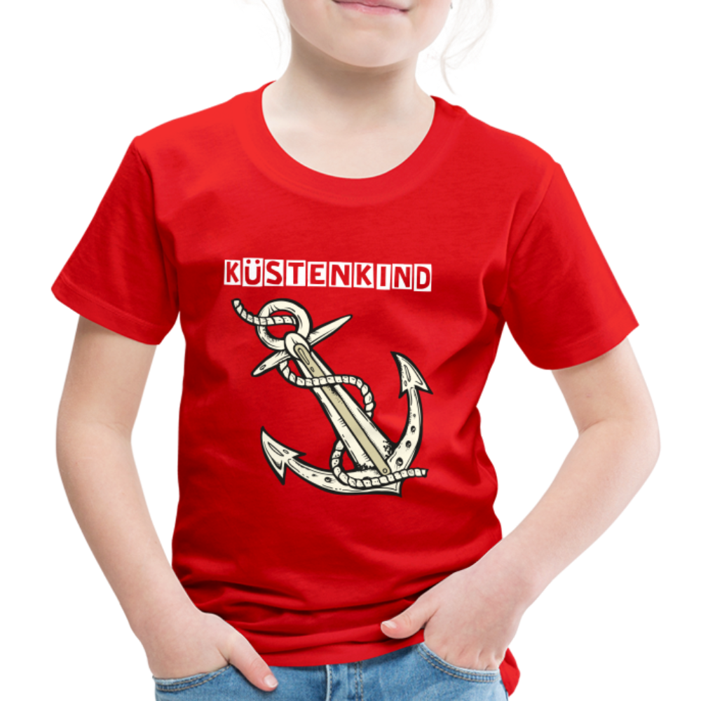 Kinder Premium T-Shirt - Anker Küstenkind Spruch maritim - Rot